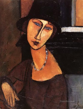 Amedeo Modigliani Painting - jeanne hebuterne con sombrero y collar 1917 Amedeo Modigliani